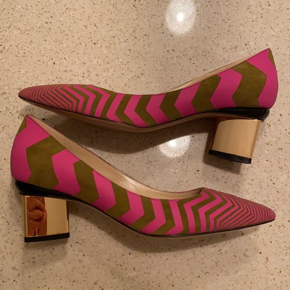 Nihcolas Kirkwood Suede Pink & Olive green heels. - Picture 6 of 16